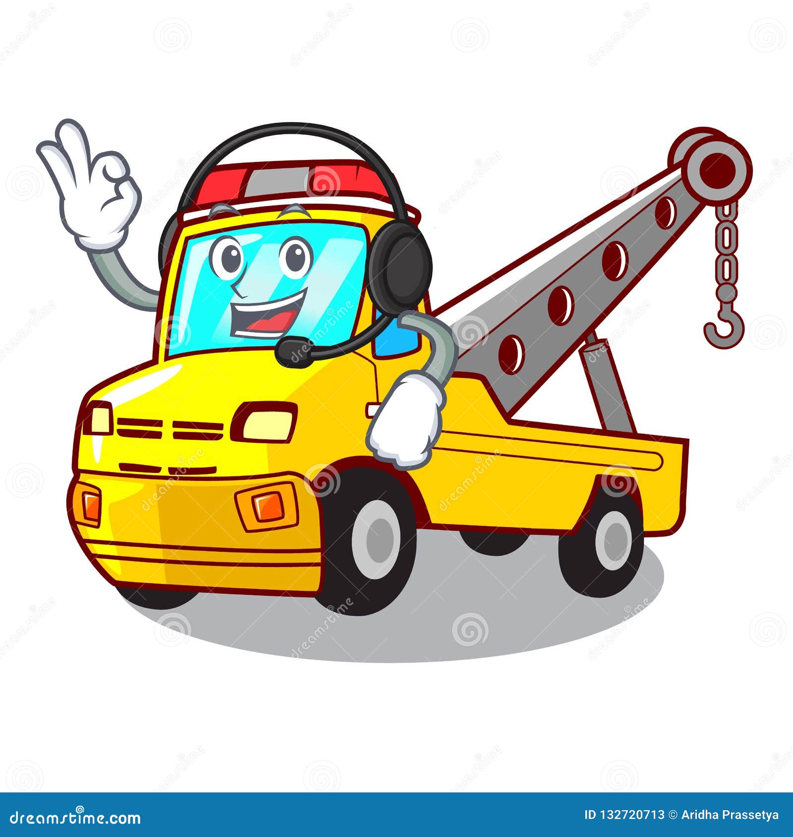 Con Carro Attrezzi Per Le Cuffie Per Il Carattere Di Marchio Del Veicolo  Illustrazione Vettoriale - Illustrazione di illustrazione, emoticon:  132720713