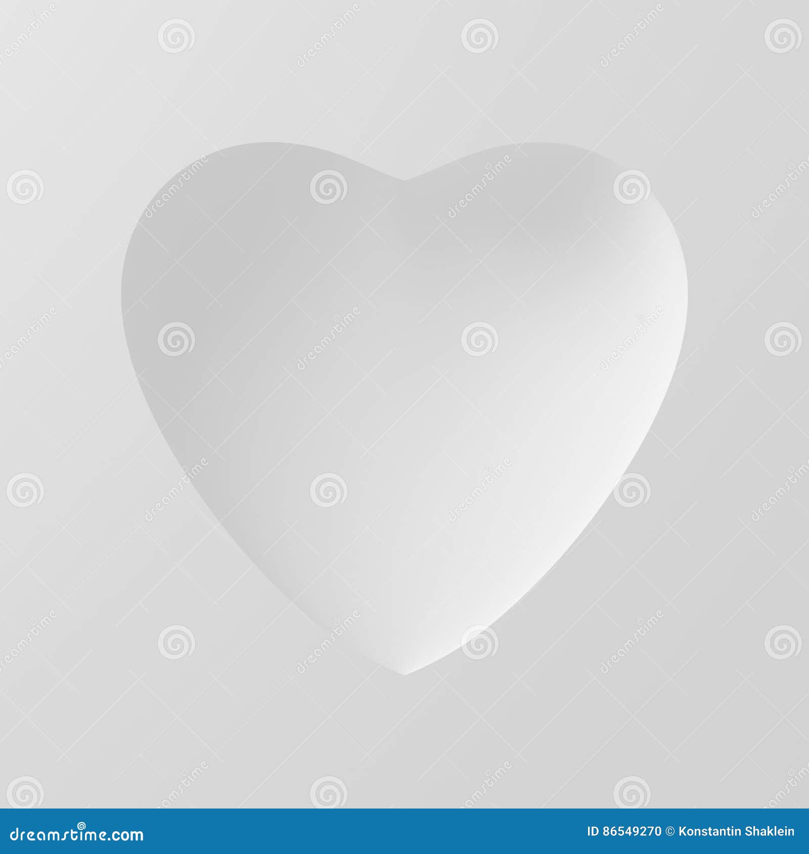 concave  of white heart on white background