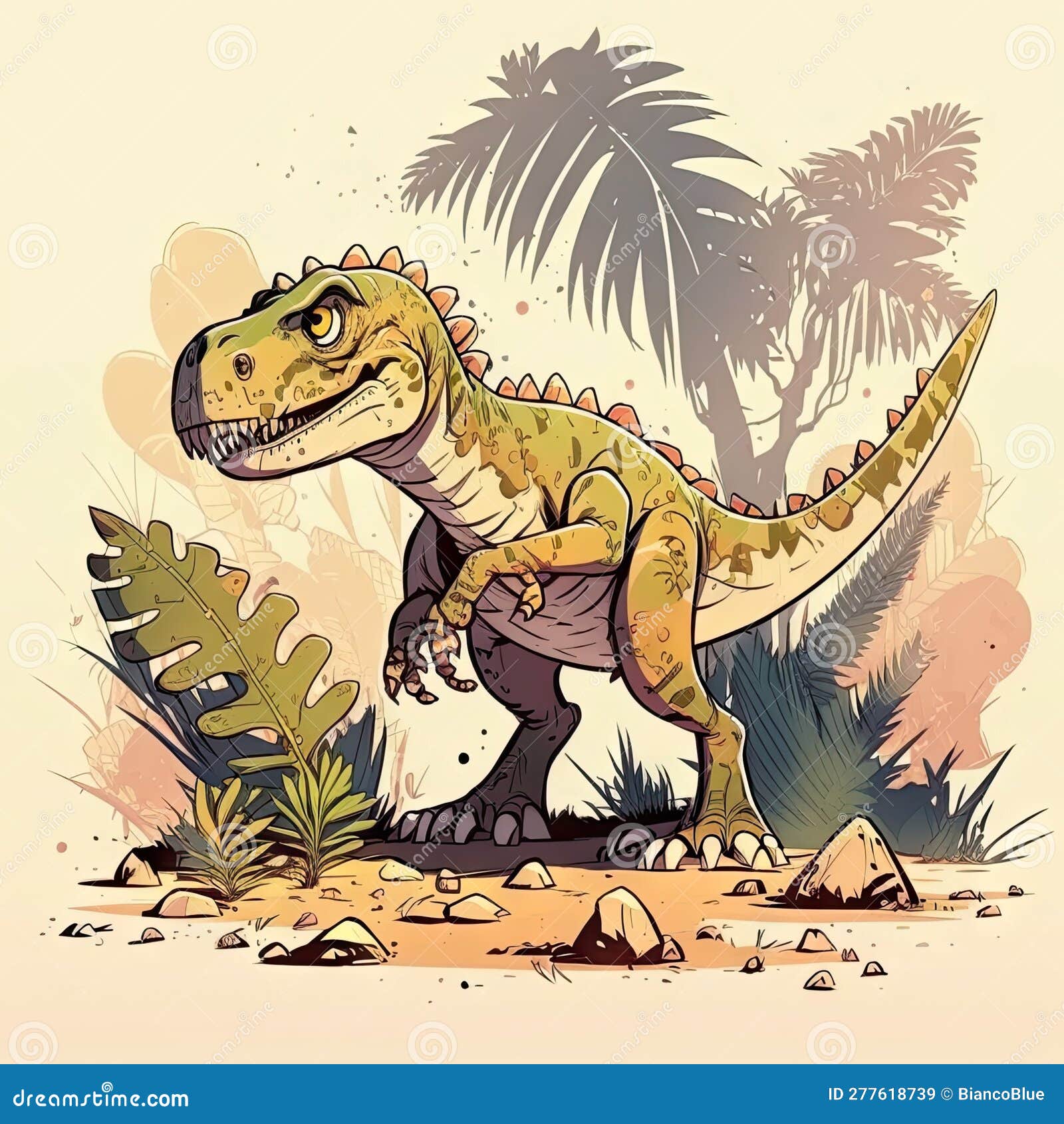 Um dinossauro de desenho animado, foto gerada por ai