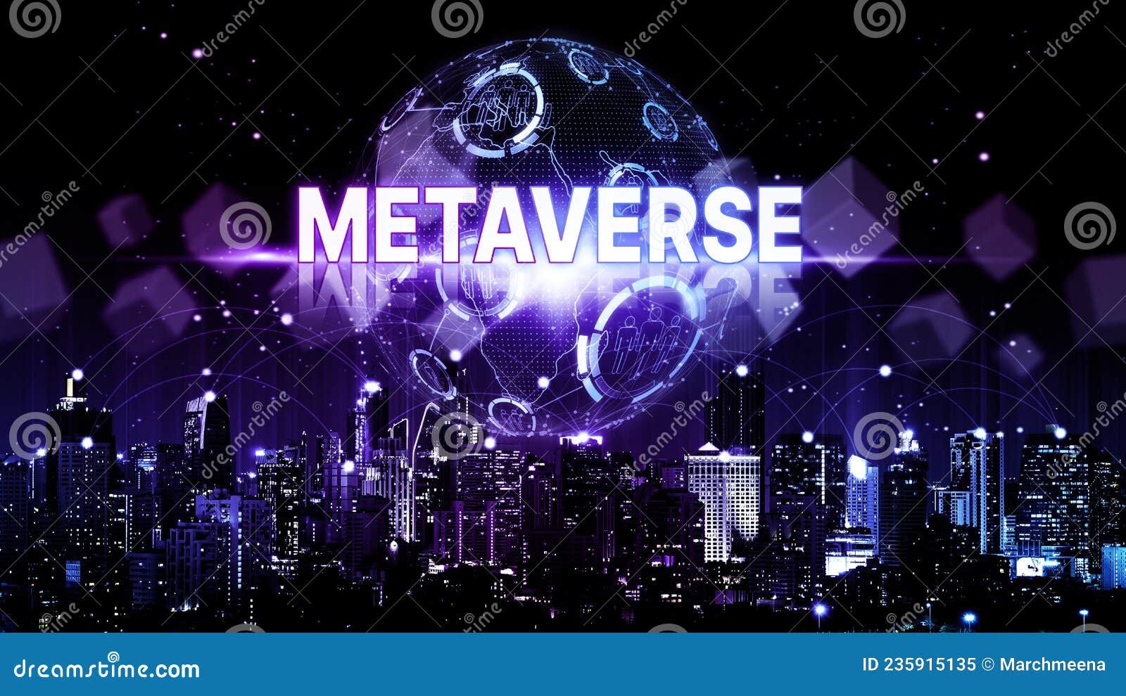Metaverso E Conceito Tecnológico. Terra E ícones Do Mundo Virtual