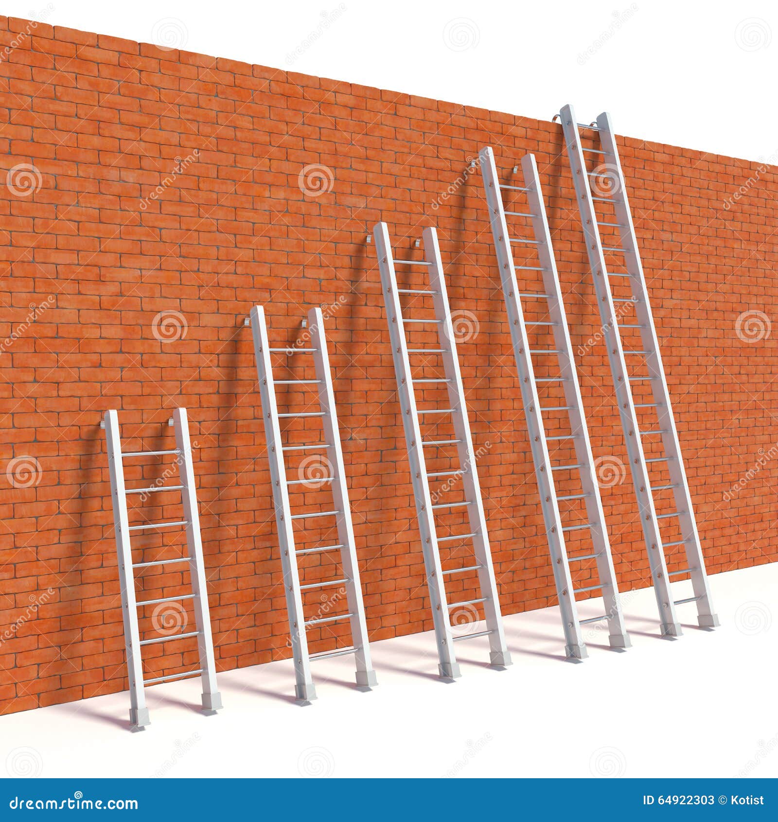 3d rendição das escadas na parede de tijolos, conceito do escape