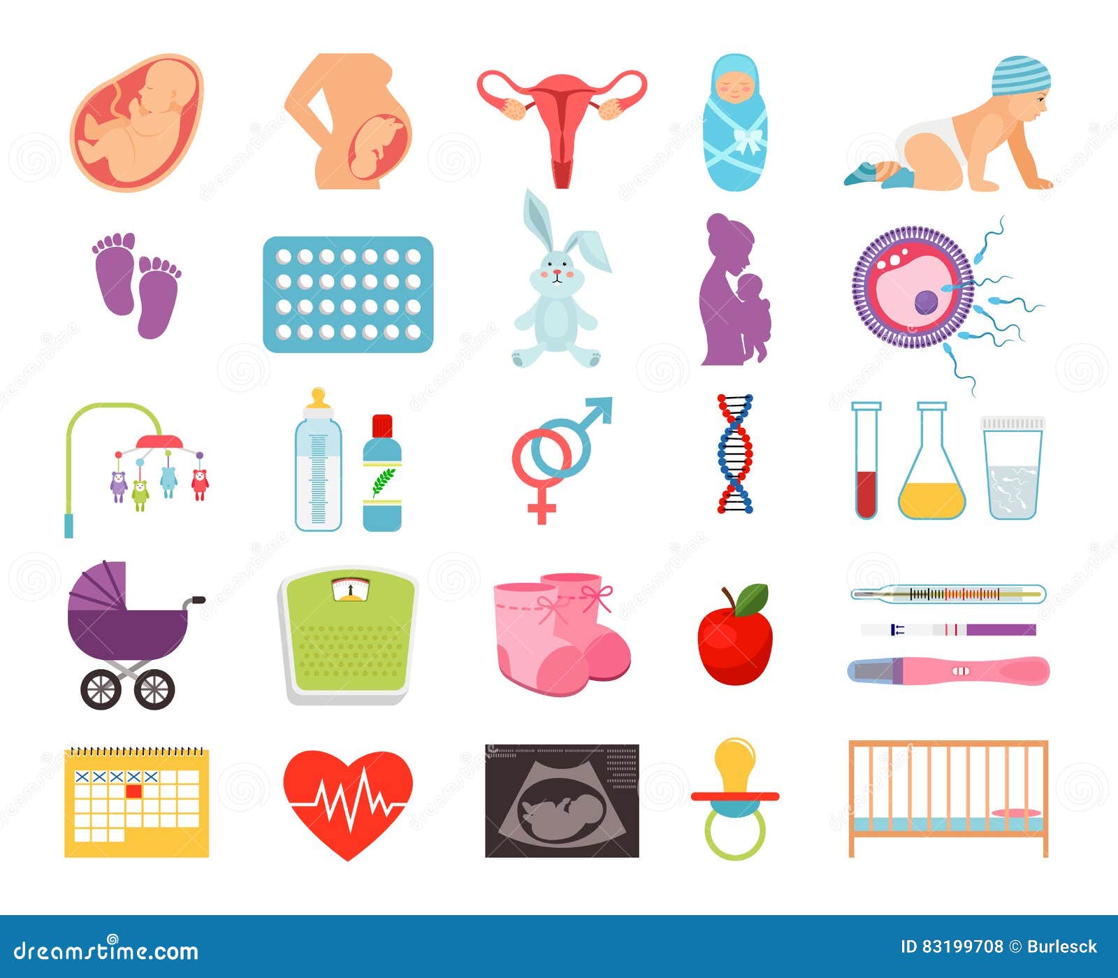 conceiving child and pregnancy, prenatal childbearing birth, motherhood flat  icons