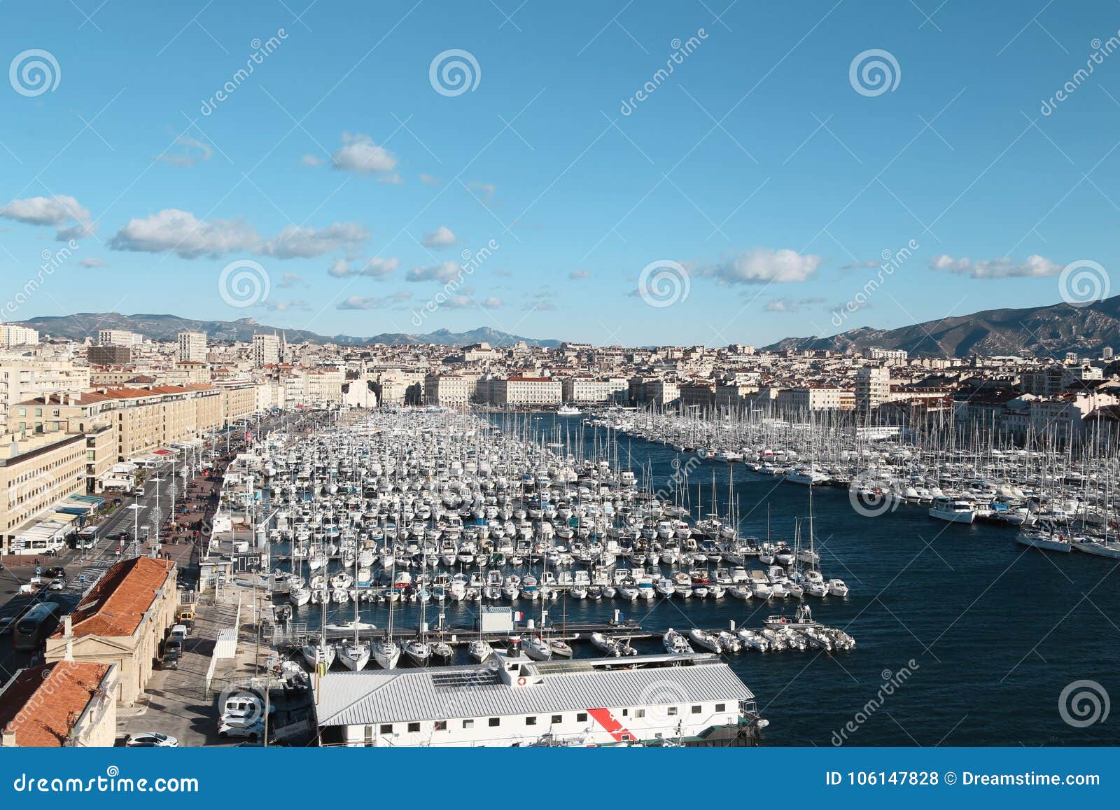concentrated boats in old-port old marseilles