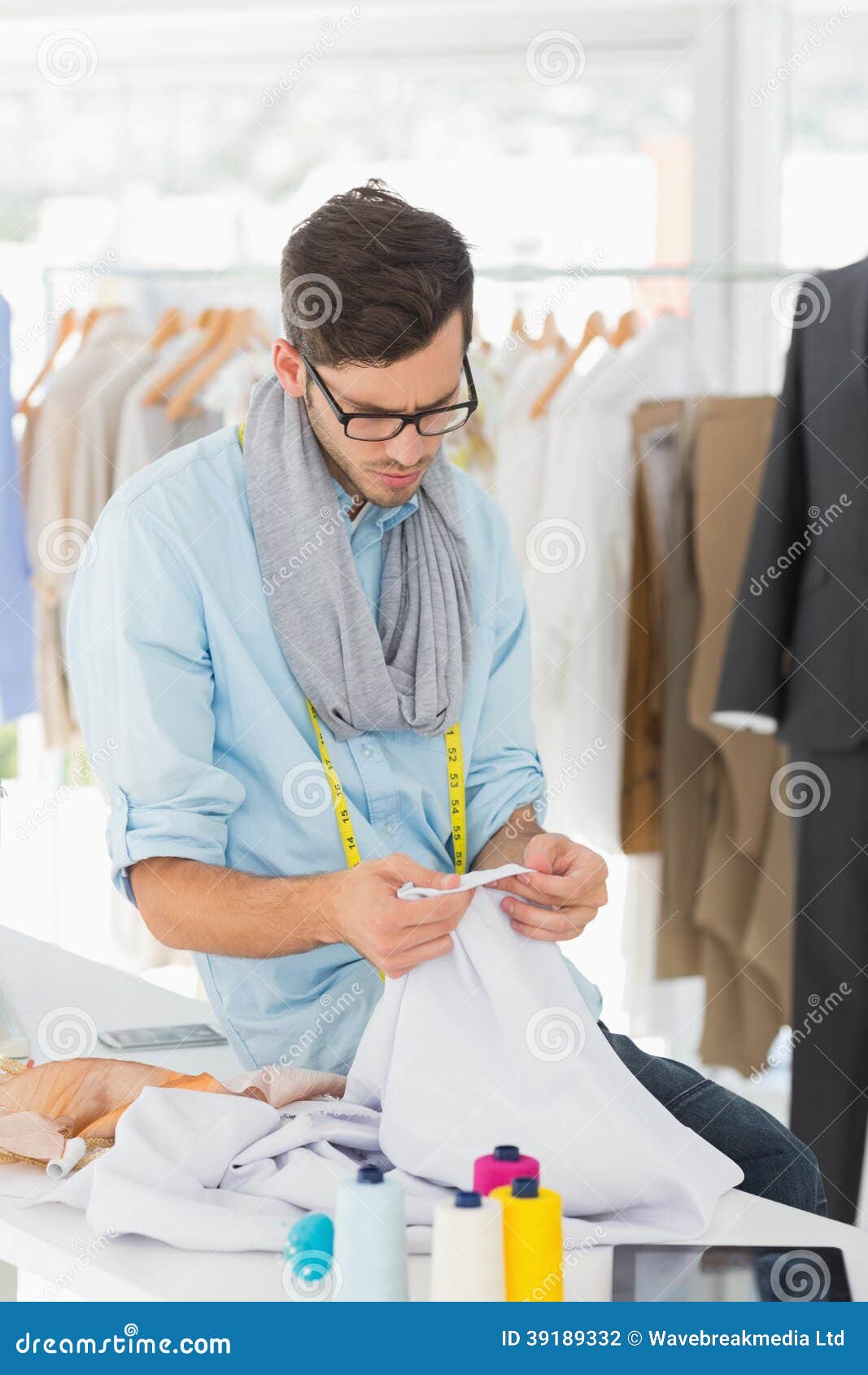 Concentrated Male Fashion Designer At Work Stock Photo ...