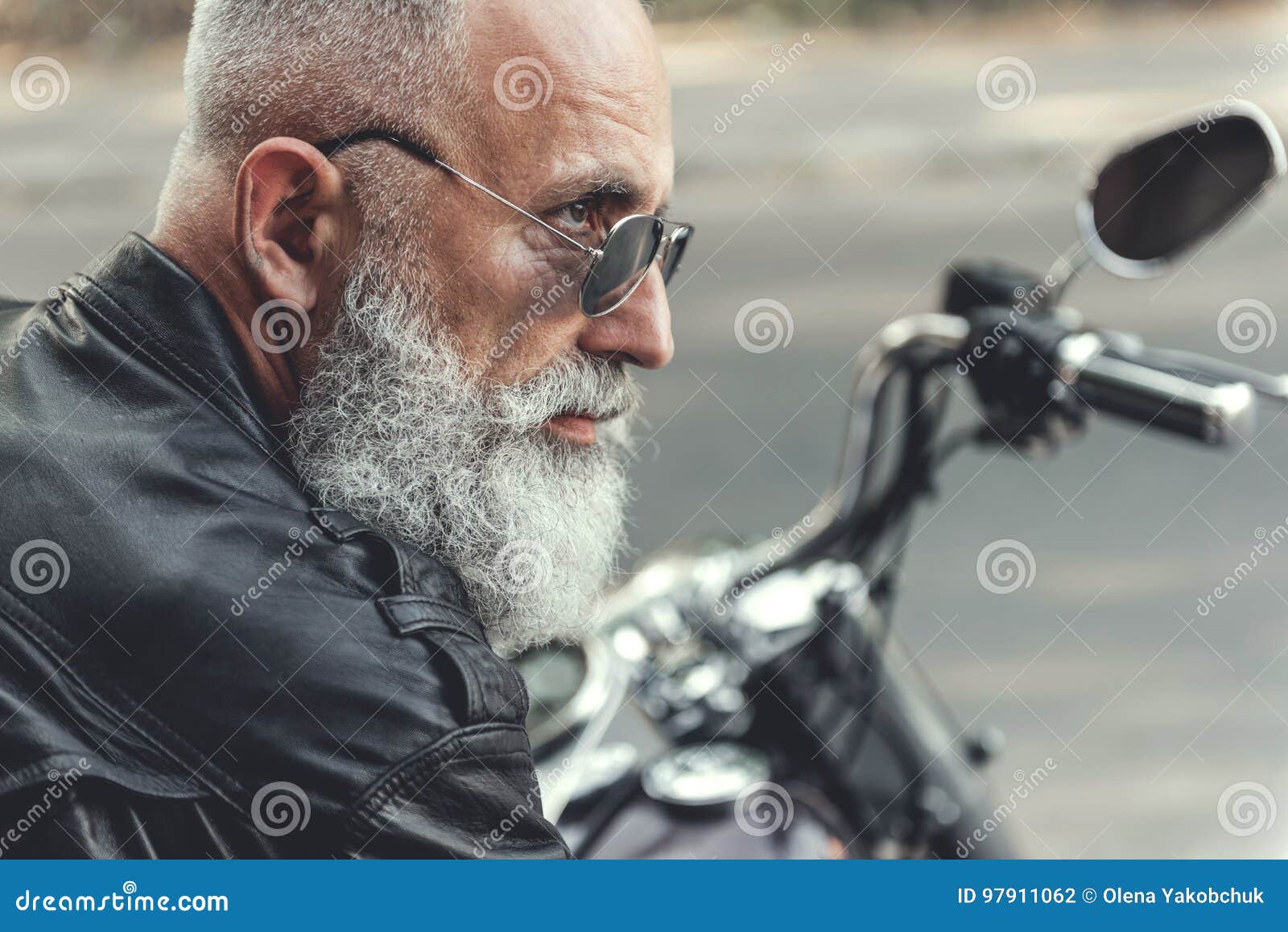 Concentrated Old Man at Motorbike Stock Photo - Image of form ...