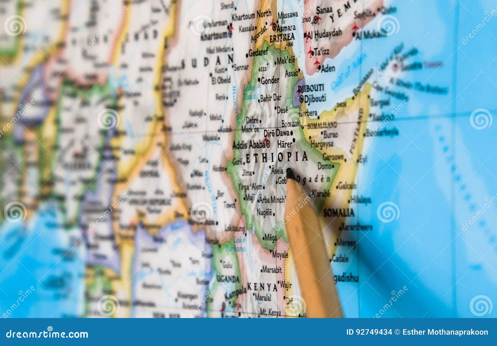 Concentrez Sur Le Pays De Lethiopie Sur La Carte Du Monde