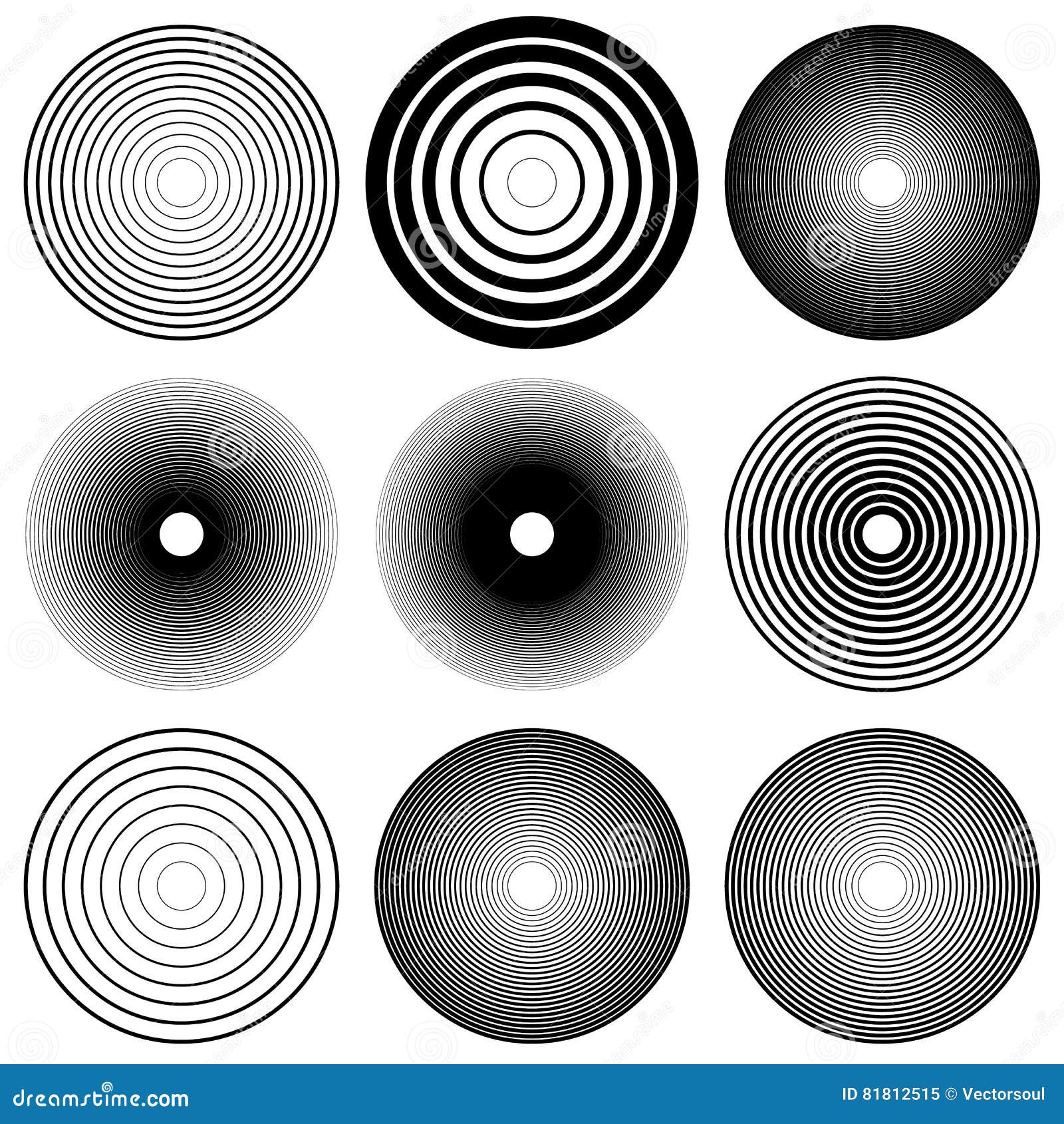 concentric circles, radial lines patterns. monochrome abstract