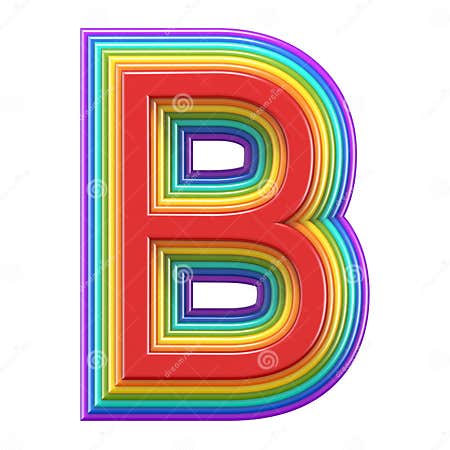 Concentric Rainbow Font Letter B 3D Stock Illustration - Illustration ...