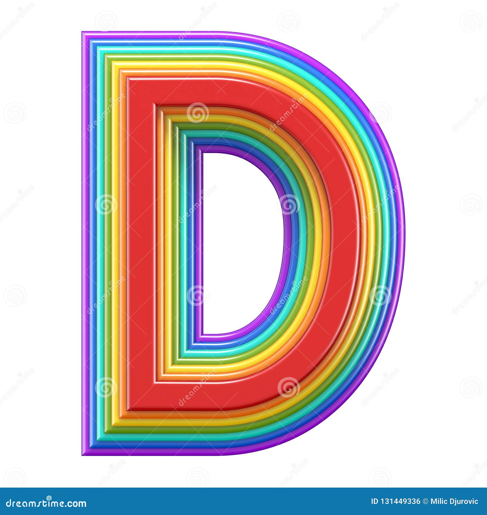 Concentric Rainbow Font Letter D 3D Stock Illustration - Illustration ...