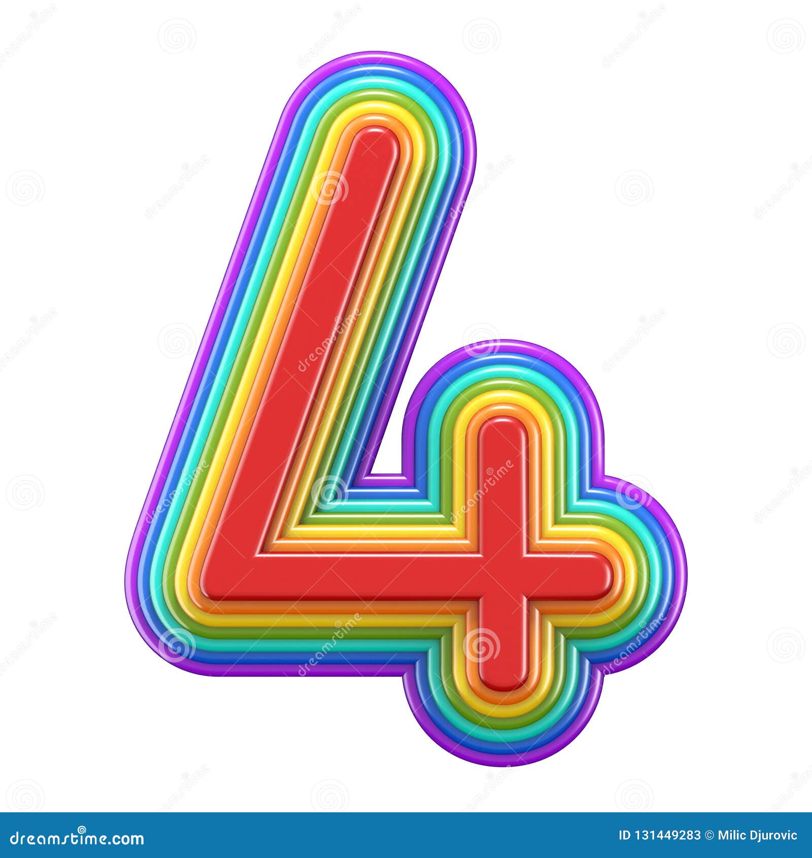 Concentric Rainbow Number 4 FOUR 3D Stock Illustration - Illustration ...