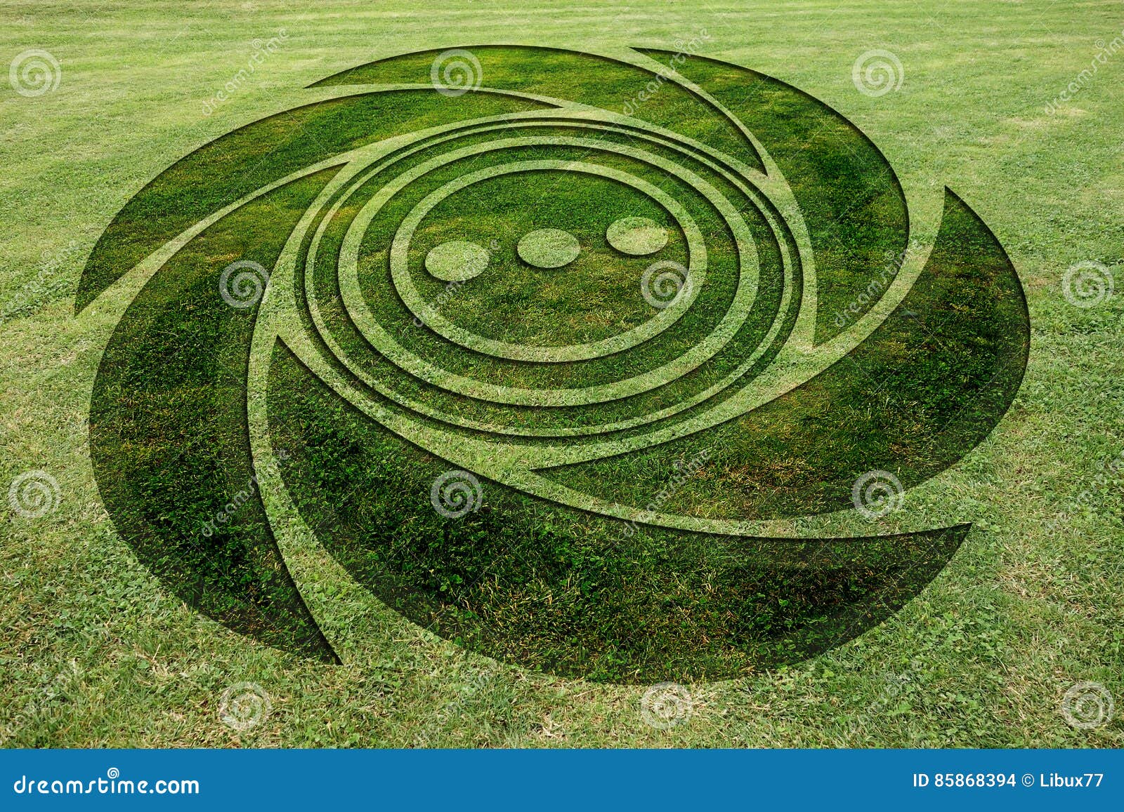 concentric spiral circles fake crop circle meadow