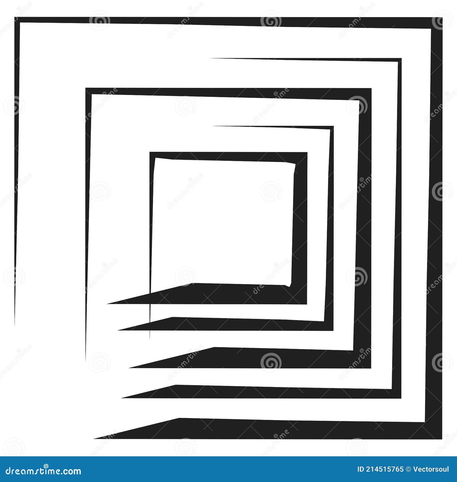 Concentric Square Element. Square with Drawn Lines Vector Illustration