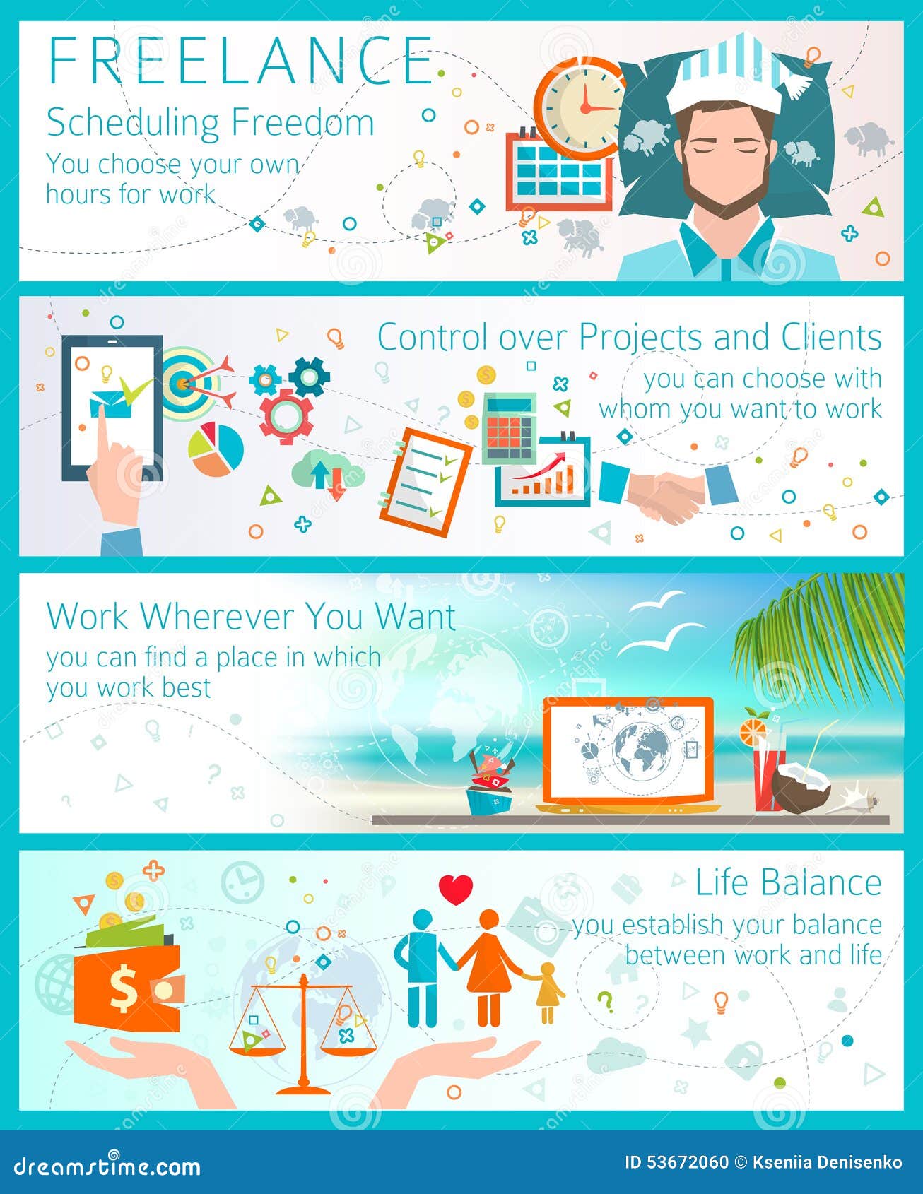 concept of advantages of becoming a freelancer.