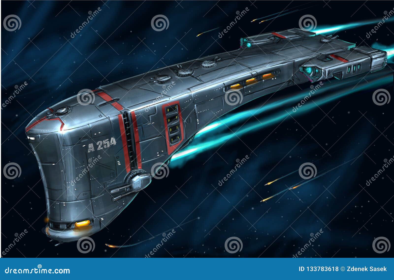 Concept Art Painting of Space Ship Stock Illustration - Illustration of cosmic, galactic: 133783618