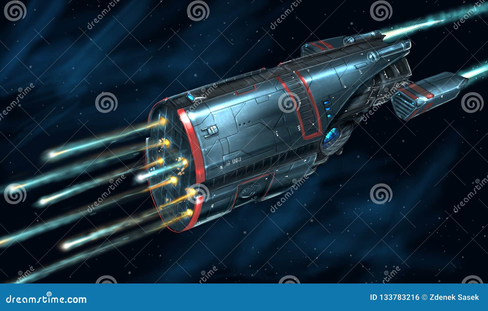 Concept Art Painting of Attacking Space Ship in Battle Stock Illustration -  Illustration of artistic, cruiser: 133783216