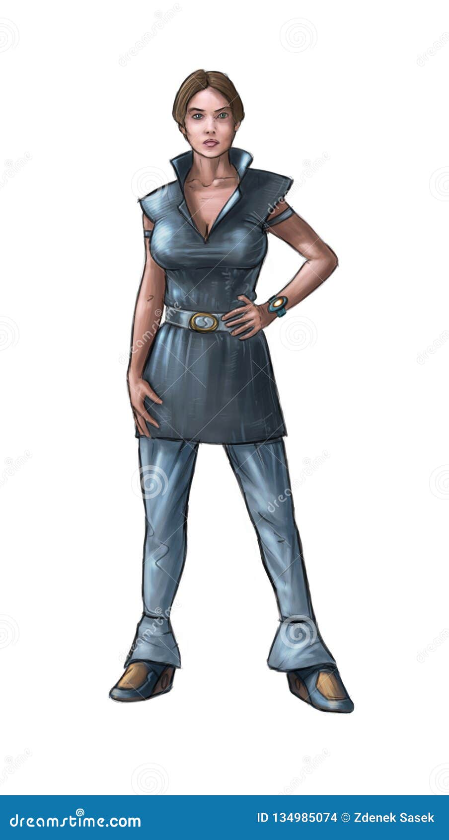 Concept Art Science Fiction Illustration of Woman in Futuristic Clothing  Design Stock Illustration - Illustration of scifi, caucasian: 134985074