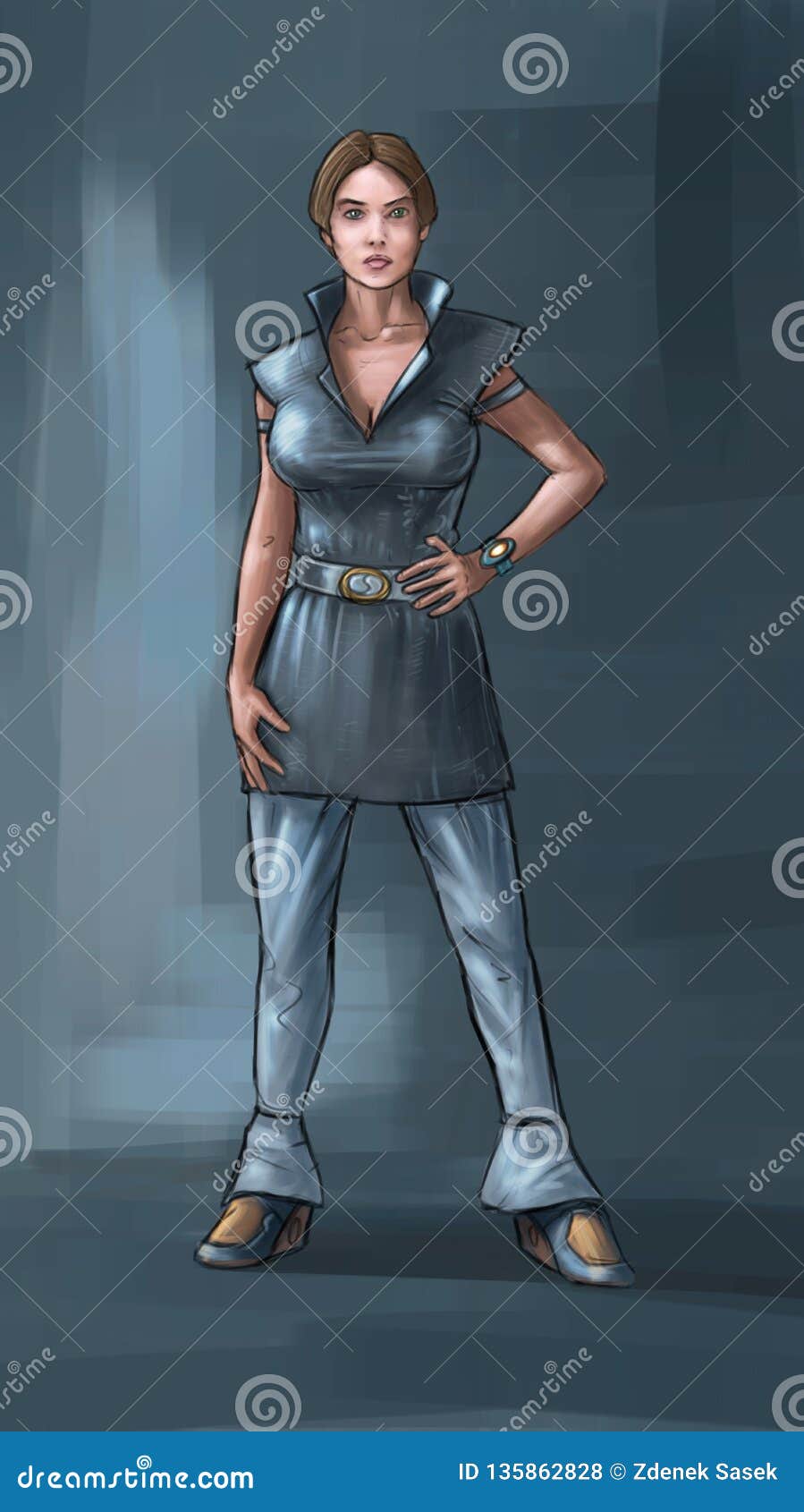 Concept Art Science Fiction Illustration Of Woman In