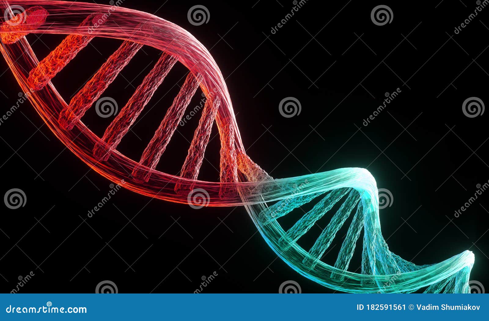 concept of biochemistry with dna molecule  in white background, 3d rendering