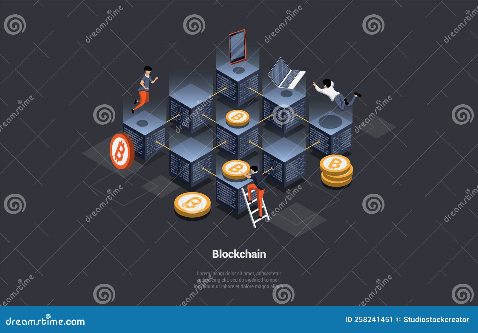 Concept of Blockchain and Cryptocurrency. Team Work on Blockchain  Technology Crypto Transaction Search Engine Stock Vector - Illustration of  currency, technology: 258241451