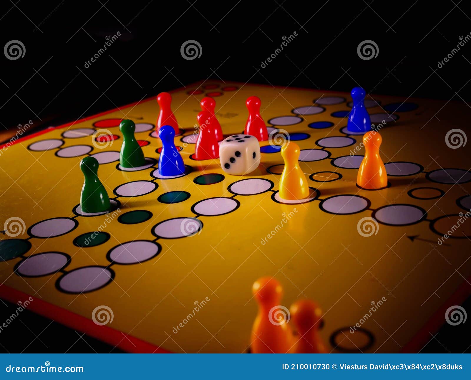 The Concept of Board Games. Dice, Chips and Cards on a Yellow Background  Stock Photo - Image of board, ludo: 210010730