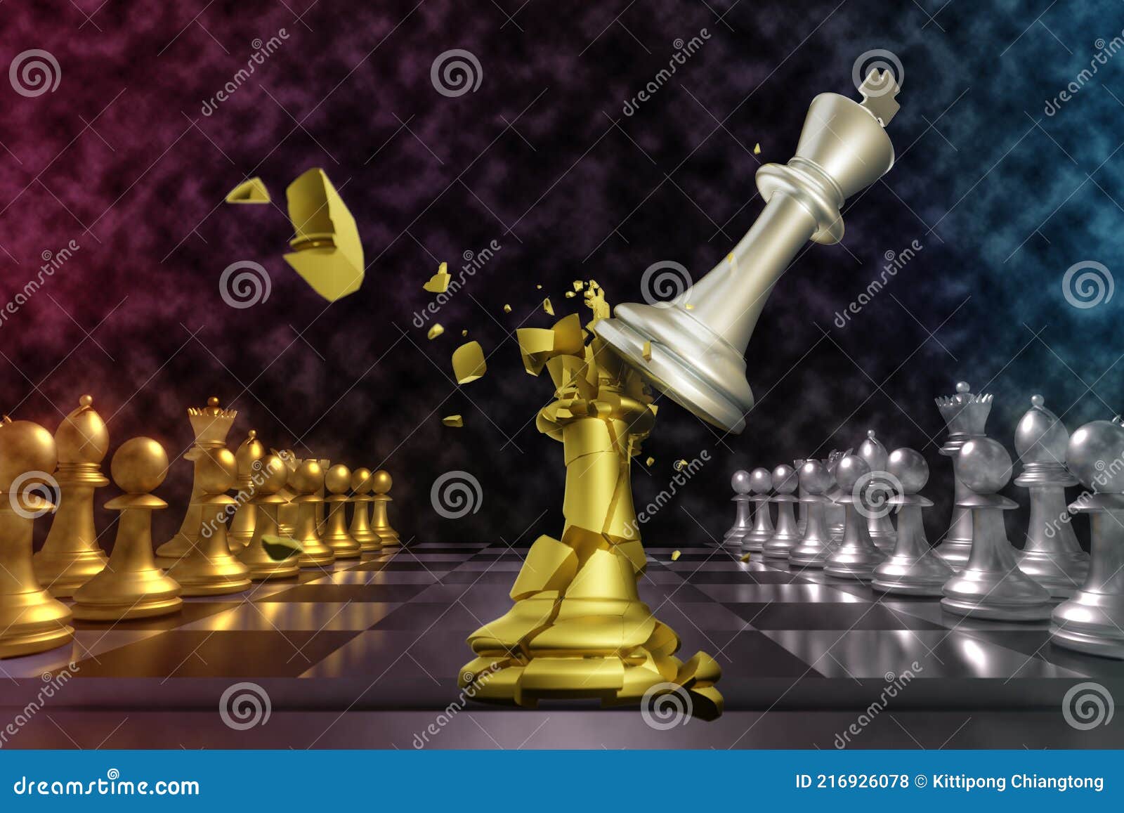 Golden King And Queen Chess Piece Concept For Business Competition