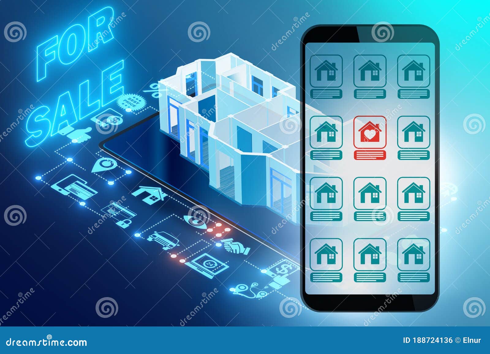 Concept of Buying Real Estate Over 3d Rendering Stock