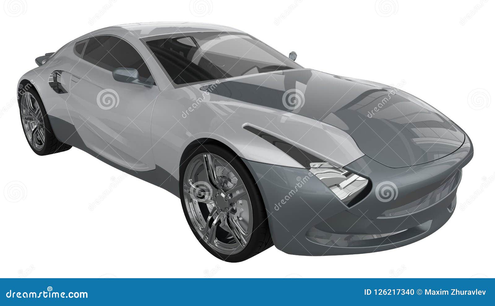 Concept Car 3d Illustration Isolated on White Background Stock ...