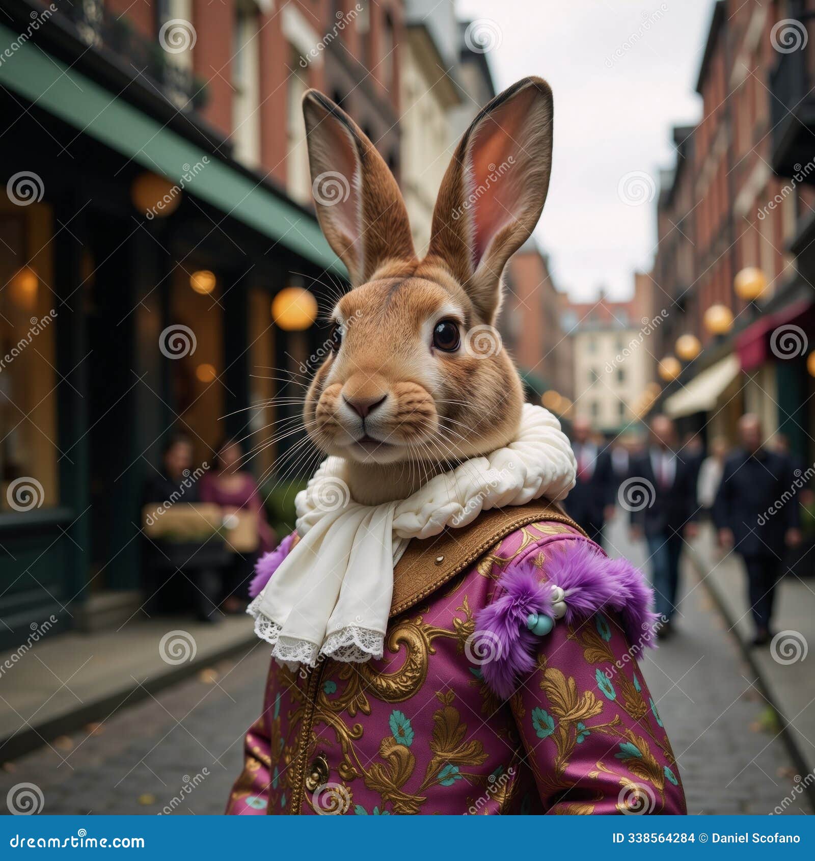 a charming bunny suit adorns an enchanting 3d render in a victorianera setting
