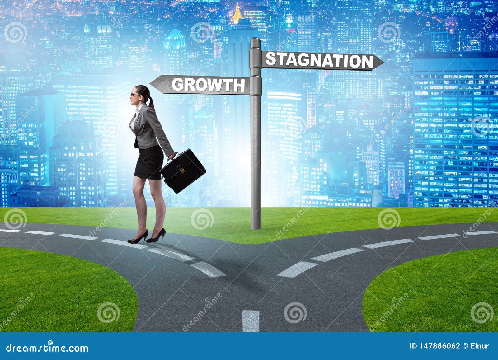 The Concept of Choice between Growth and Stagnation Stock Photo Image