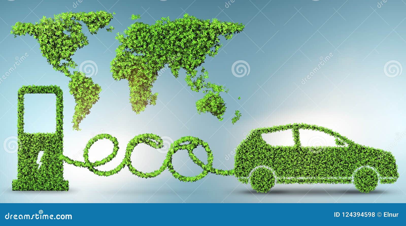 The Concept of Clean Fuel and Eco Friendly Cars 3d Rendering Stock