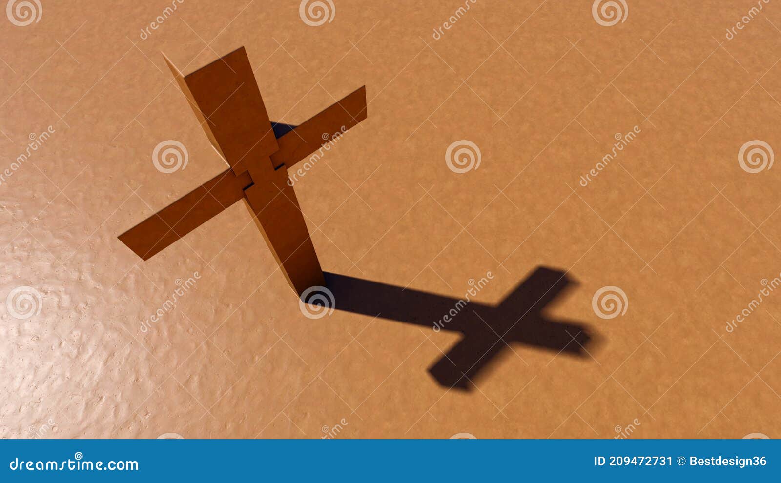 clay christian cross on an argil background.