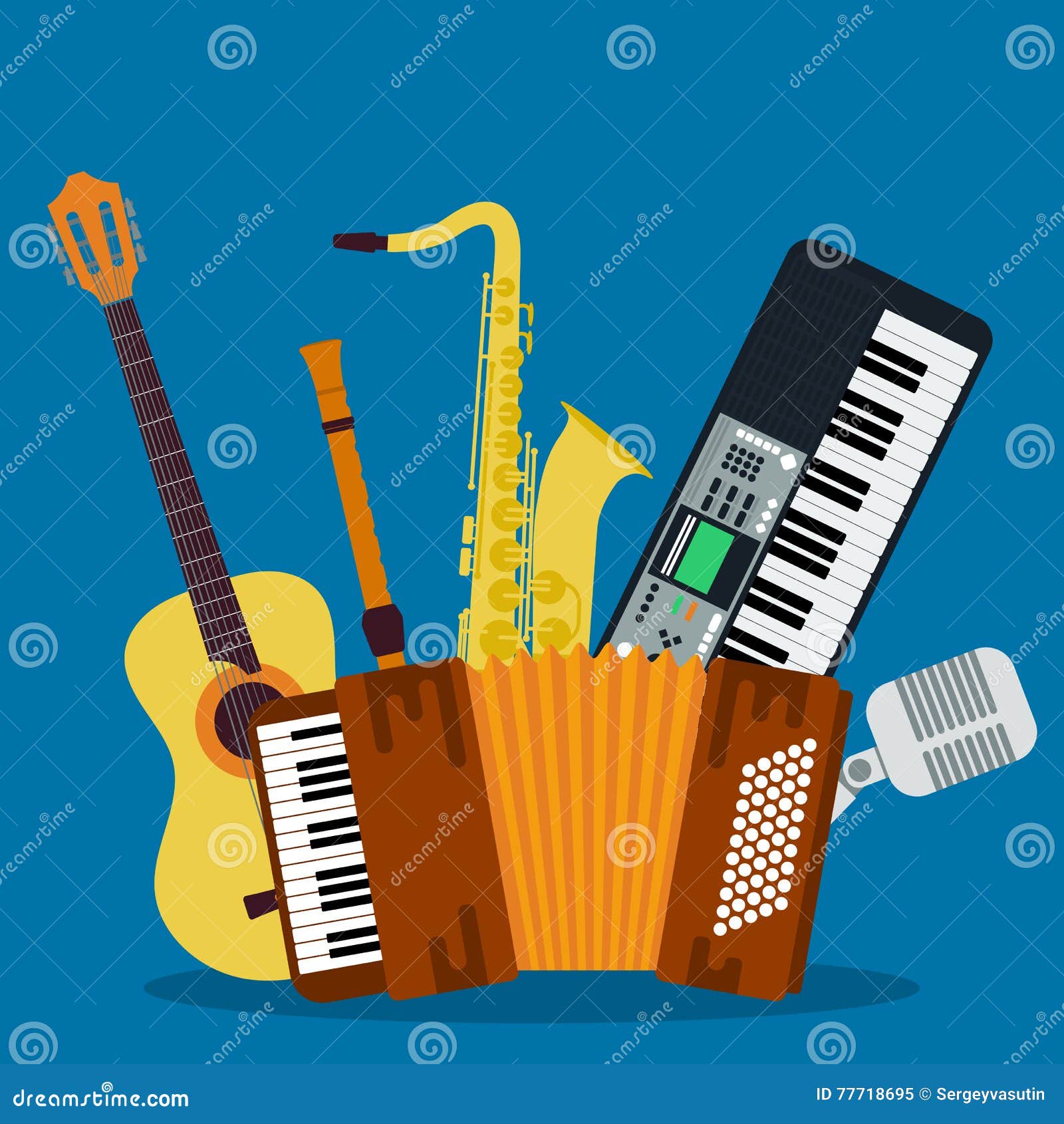 Concept of Concert Musical Instruments Stock Vector Illustration of