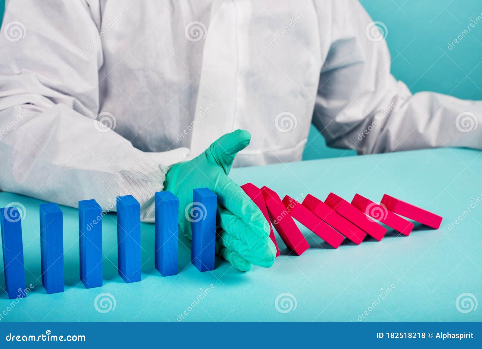 concept of covid19 coronavirus pandemic with falling chain like a domino game. contagion and infection progression