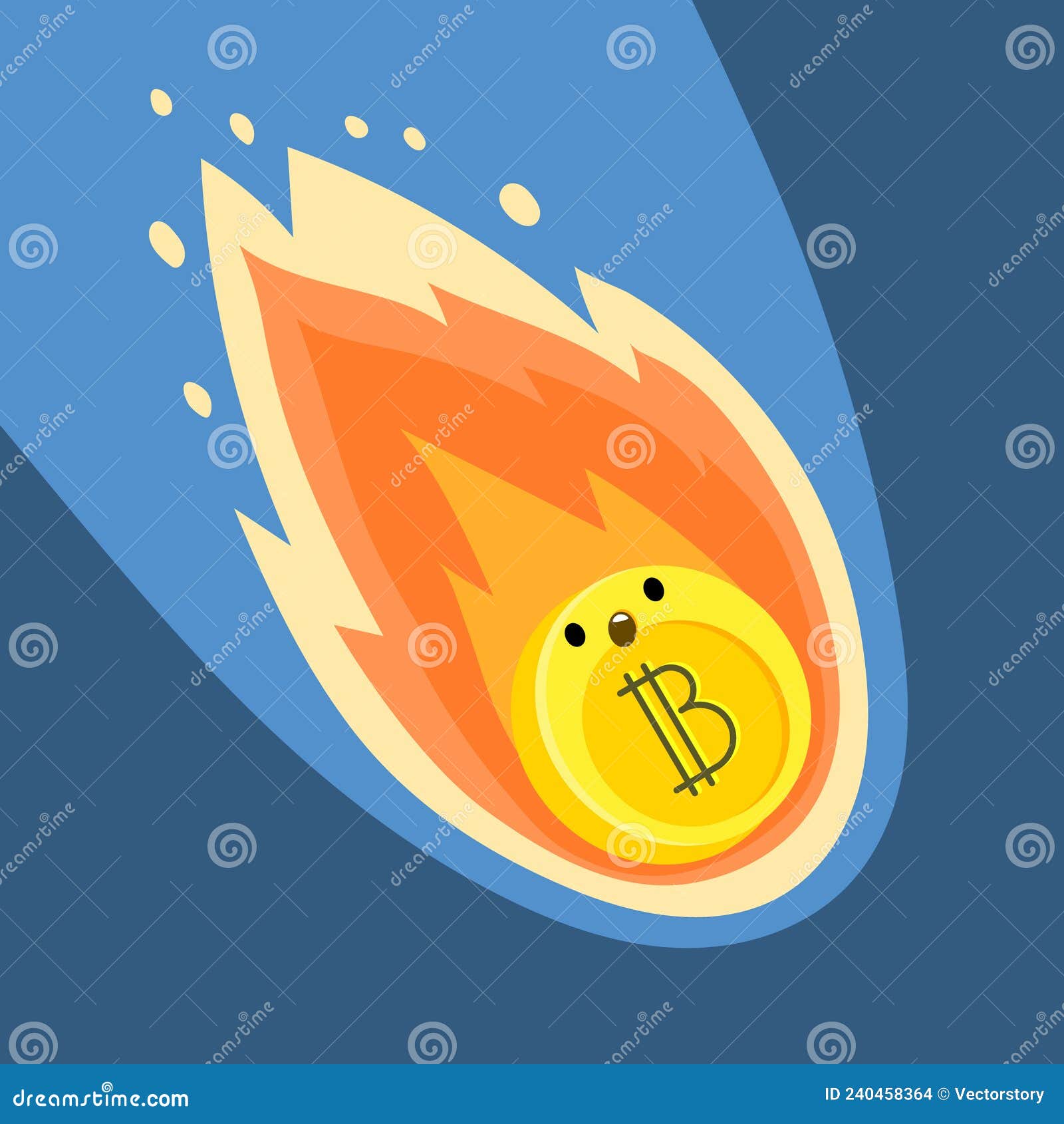 Concept of Crypto Currency. Bitcoin Crypto Currency Fall Down from the Moon  Like a Meteor Stock Vector - Illustration of finance, trade: 240458364