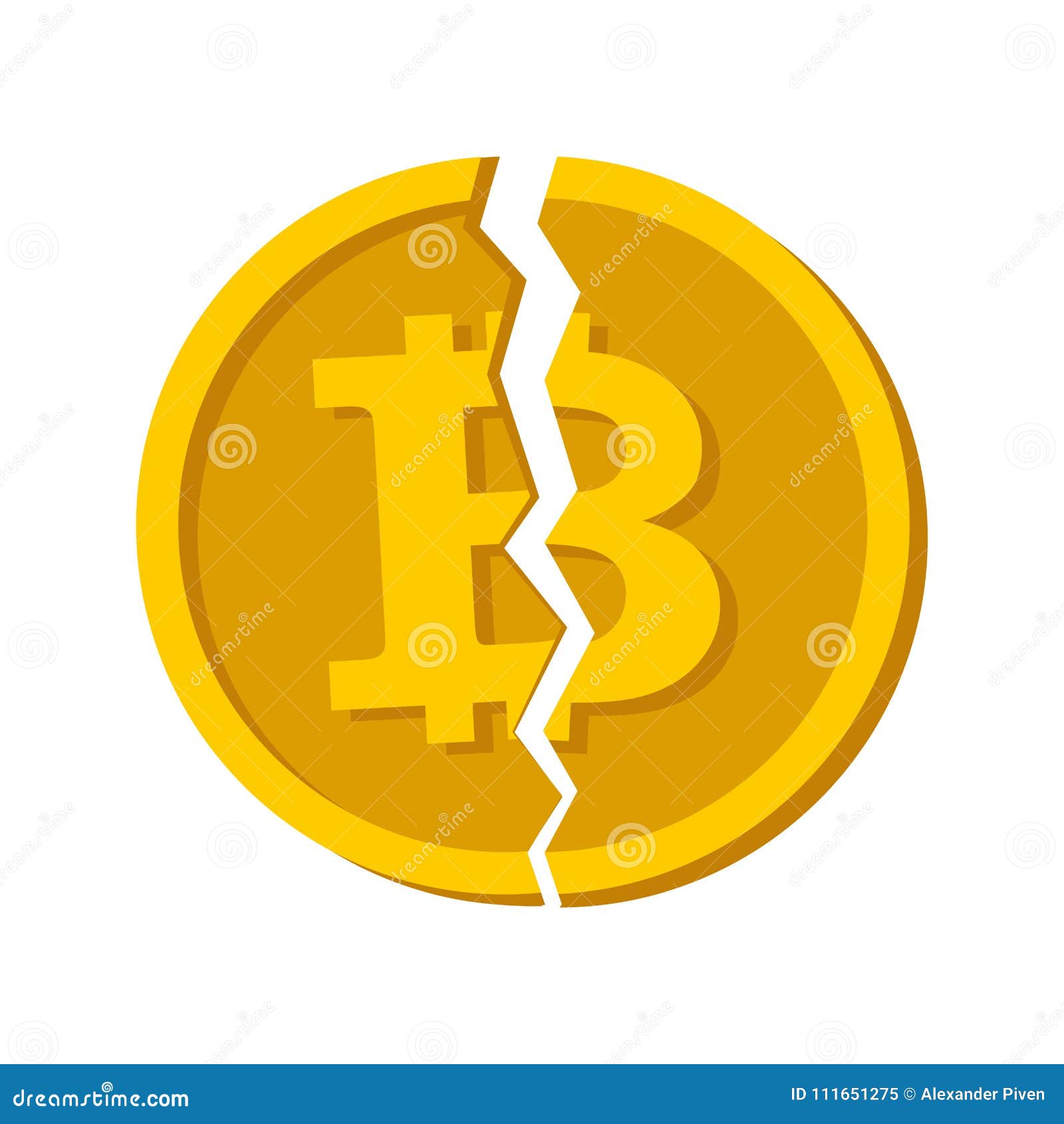Concept Cryptocurrency Bitcoin Divided Cash Flat Design Vector Vector Broken Bitcoin Blockchain And Crypto Currency Crisis Cry Stock Vector Illustration Of Commerce Devaluation 111651275