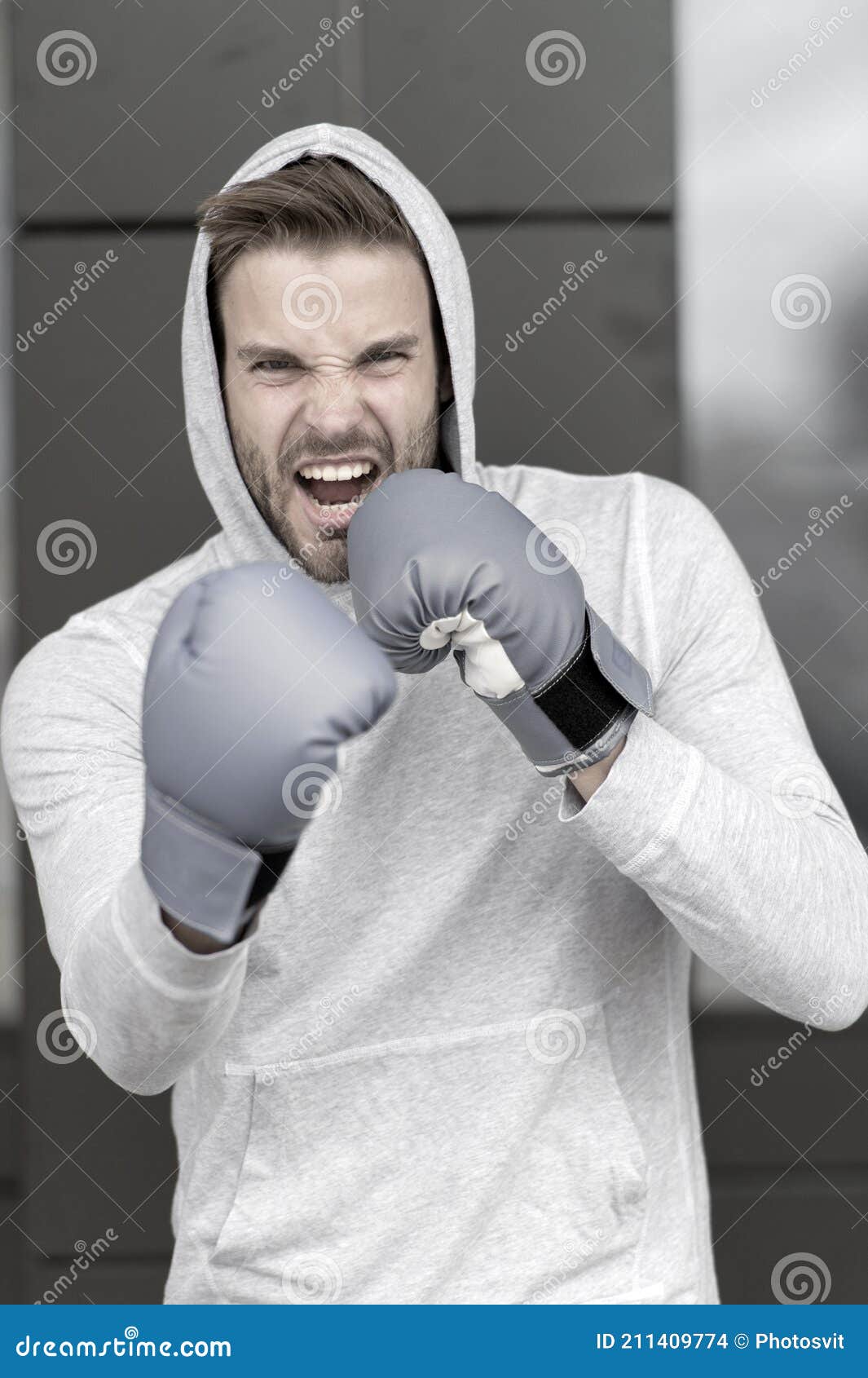 Concept De Boxe. Sportif énergique En Gants De Boxe. Boxeur Homme Prêt Pour  La Boxe. Rien Comme La Boxe Photo stock - Image du athlète, pouvoir:  211409774