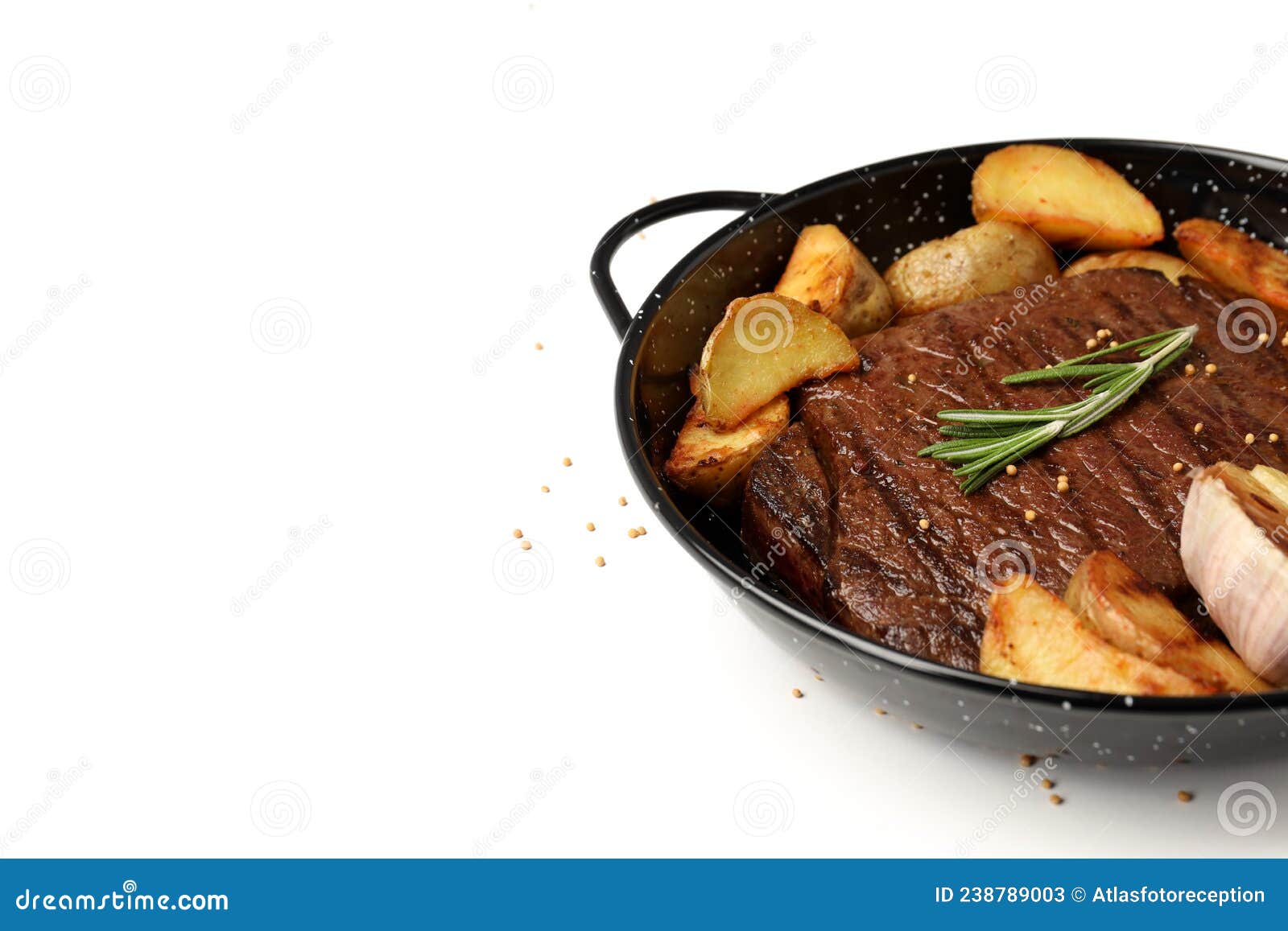 Concept De Cuisine Savoureuse Avec Steak De Boeuf Sur Fond Blanc Image ...