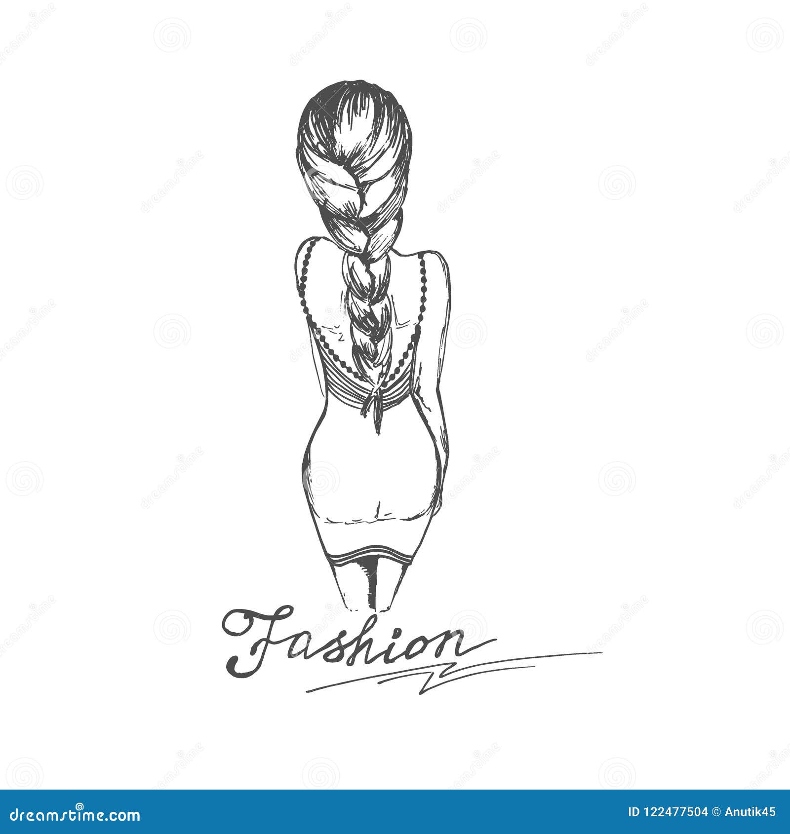 Dessin à La Main Mignon Dessin De Mode Fille. Illustration de