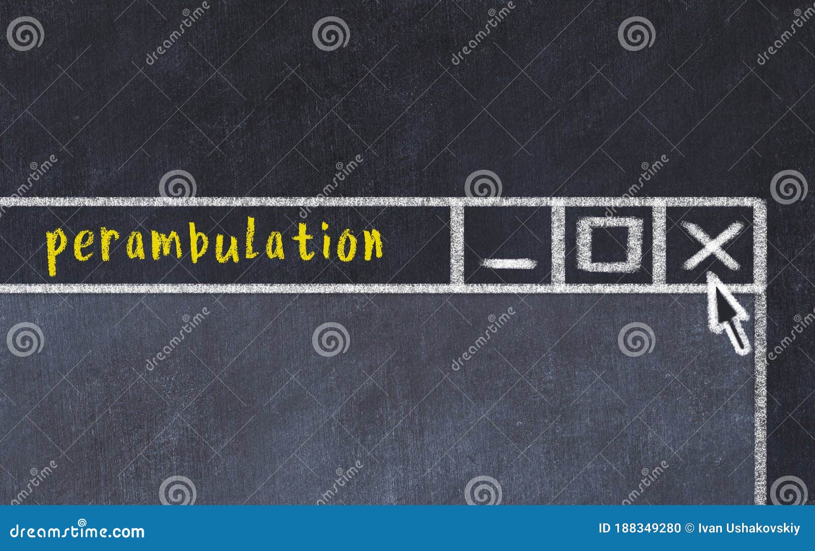 concept of dealing with problem. chalk drawing of closing browser window with caption perambulation