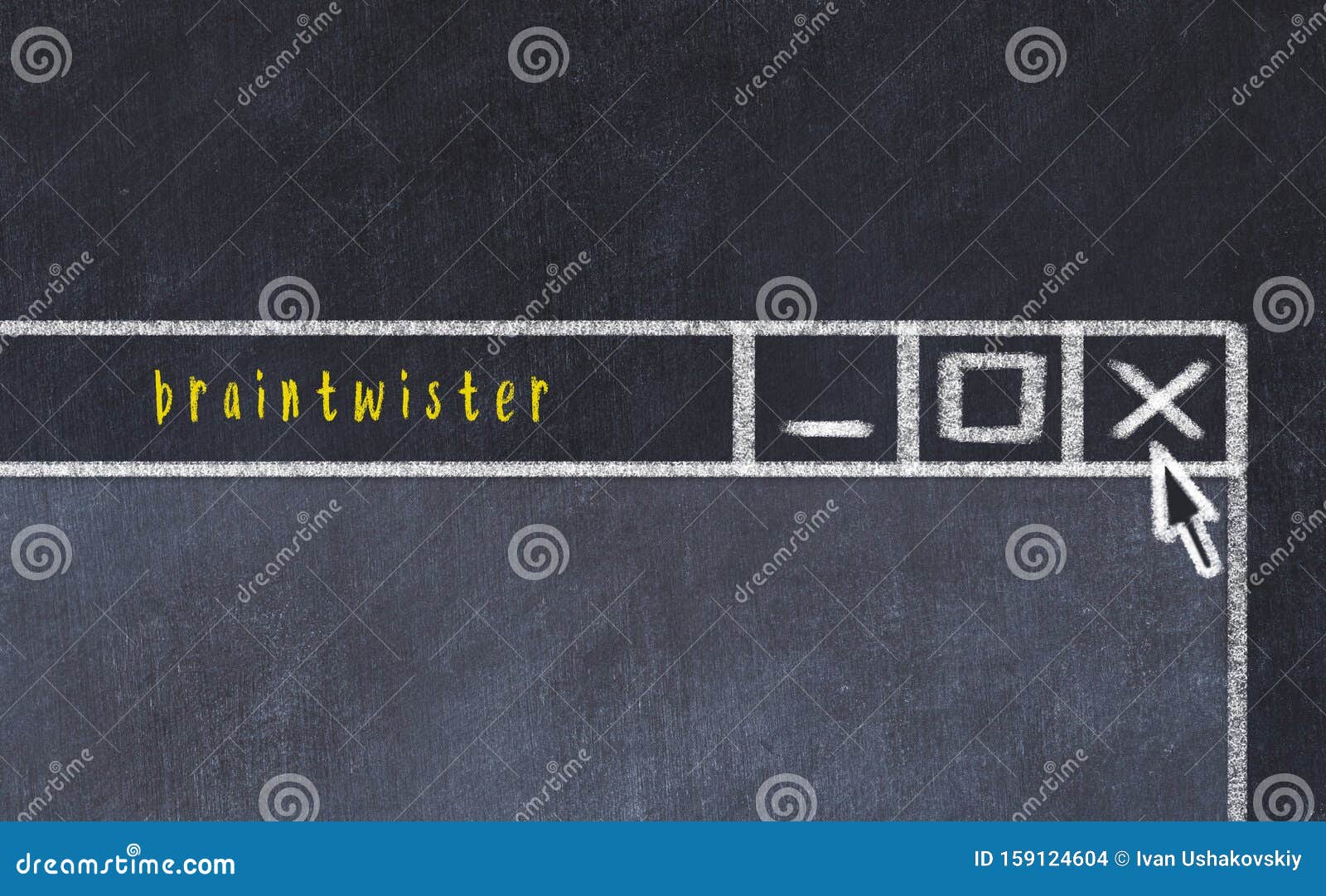 concept of dealing with problem. chalk drawing of closing program window with caption braintwister