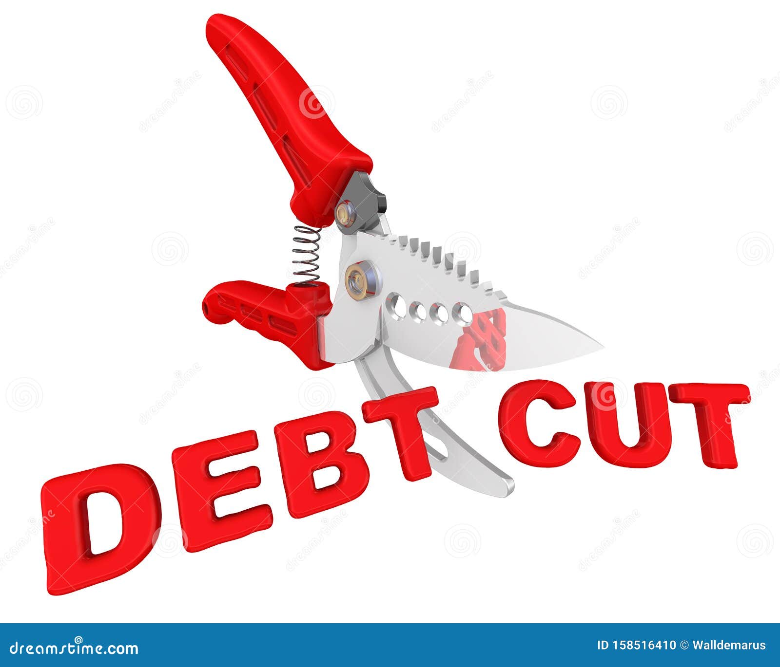 Concept of debt cuts stock illustration. Illustration of rendering