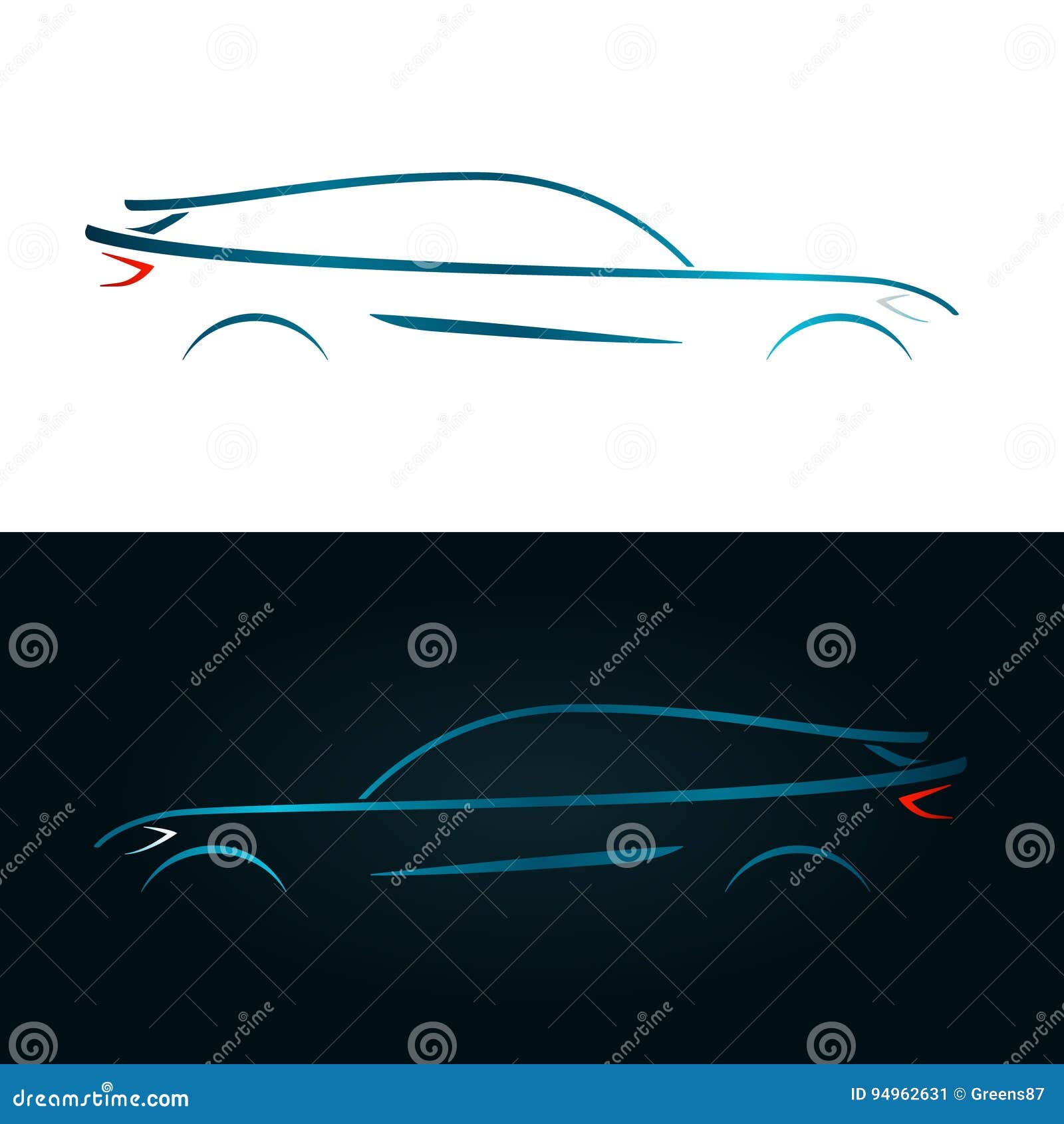 Concept Design Blue Car Silhouette. Stock Vector - Illustration of ...