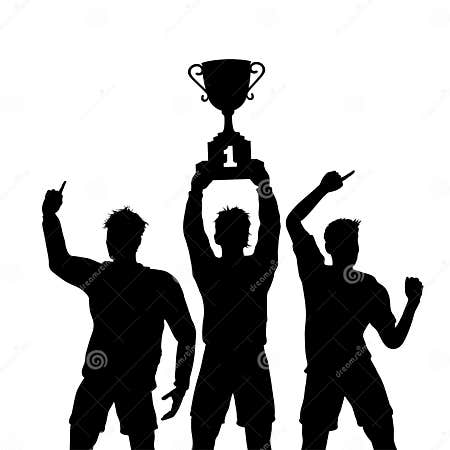 Trophy Teamwork Winners Celebrate Stock Vector - Illustration of ...