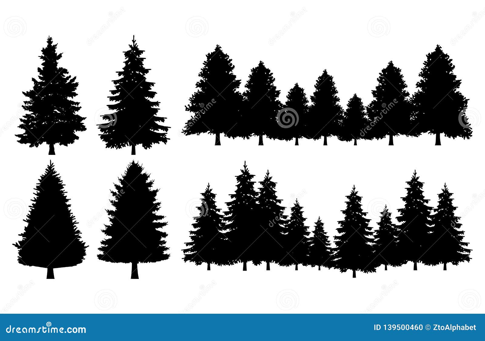 Forest tree stickers nature abstract set collection concept. Design graphic  element vector illustration Stock Vector