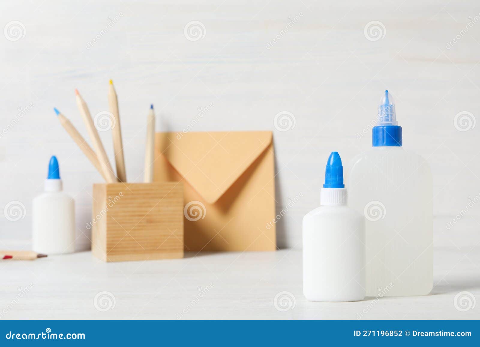 Concept of Different Office Stationery with Glue Stock Photo Image of