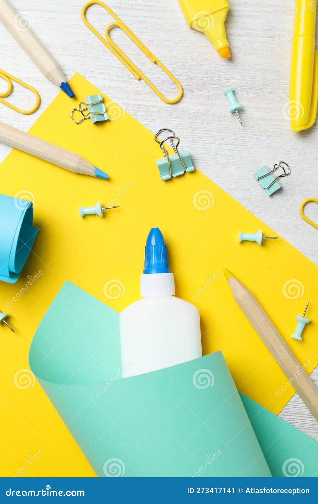 Concept of Different Office Stationery with Glue Stock Image Image of