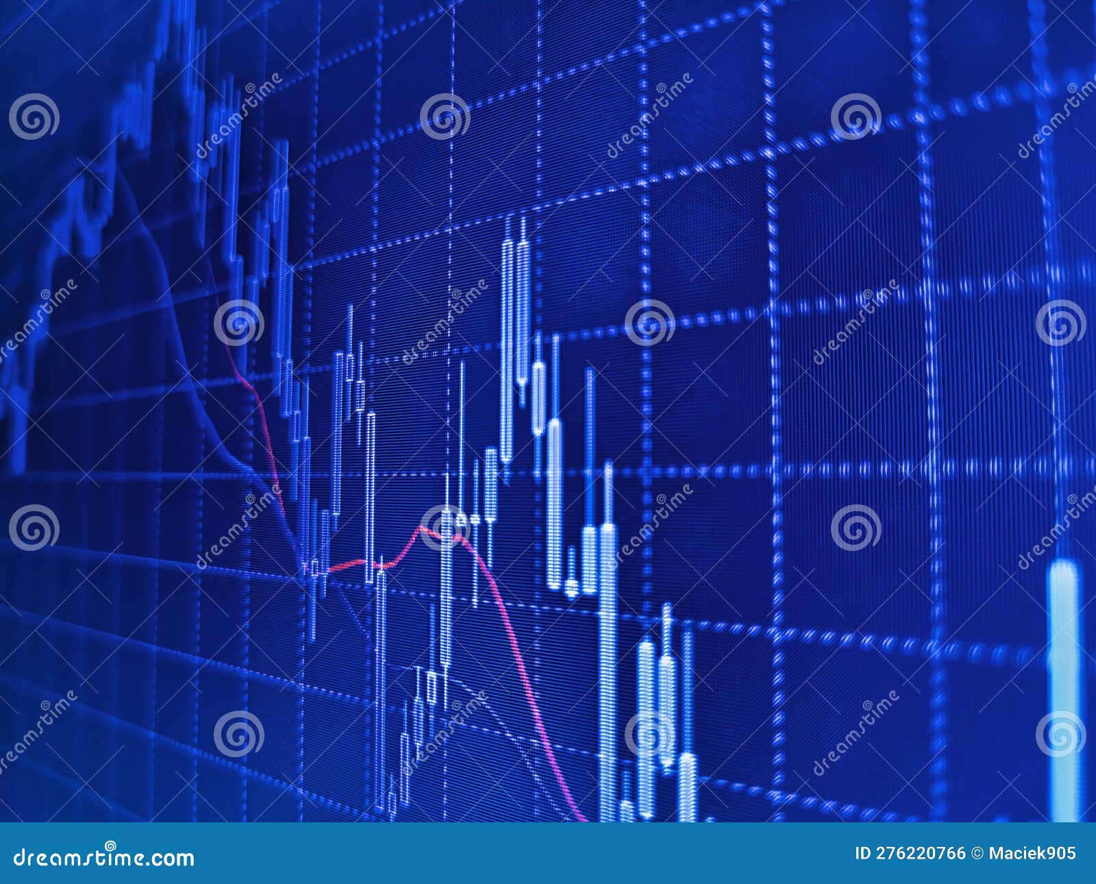 concept of a digital diagram, graph interface, virtual screen, technical price indicator, trading online, global market. financial