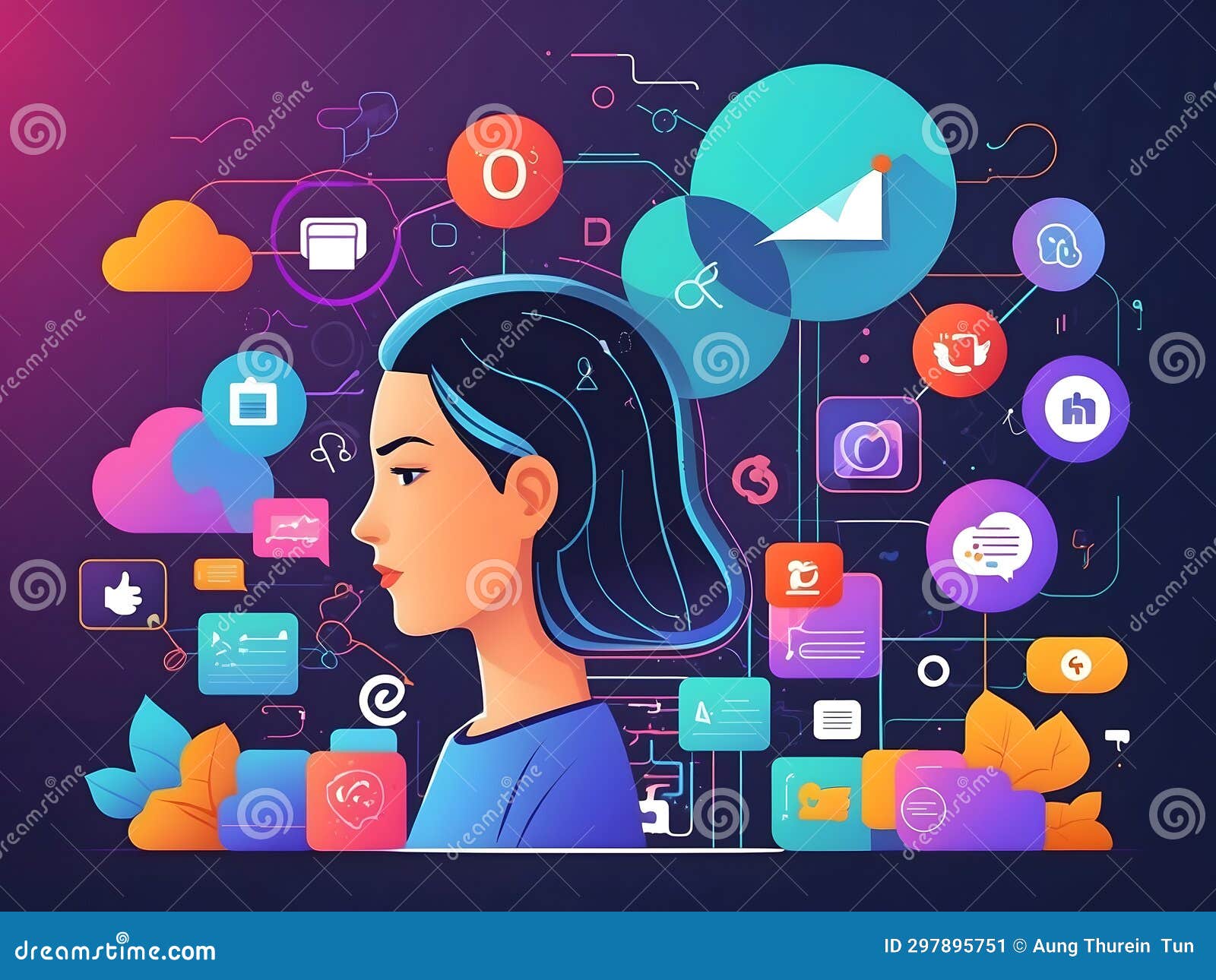A Concept of Digital Marketing Stock Illustration Illustration of