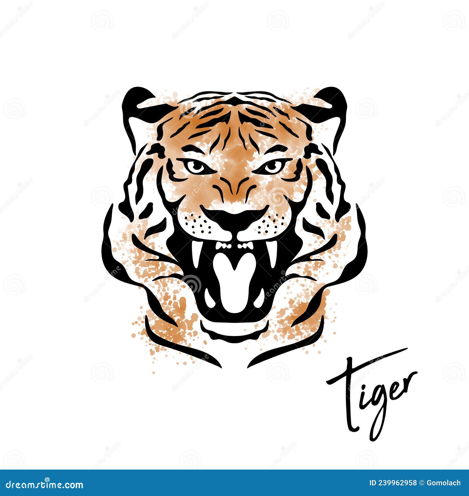 Tigre Blanc Style Dessin Animé Style Oriental Japonais Ou Chinois