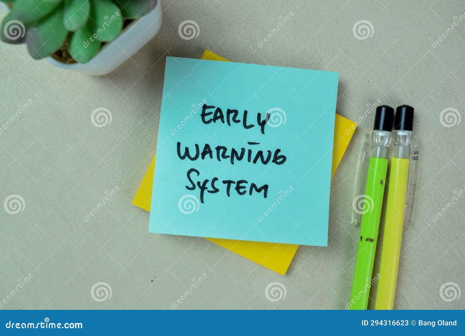 Concept of Early Warning System Write on Sticky Notes Isolated on